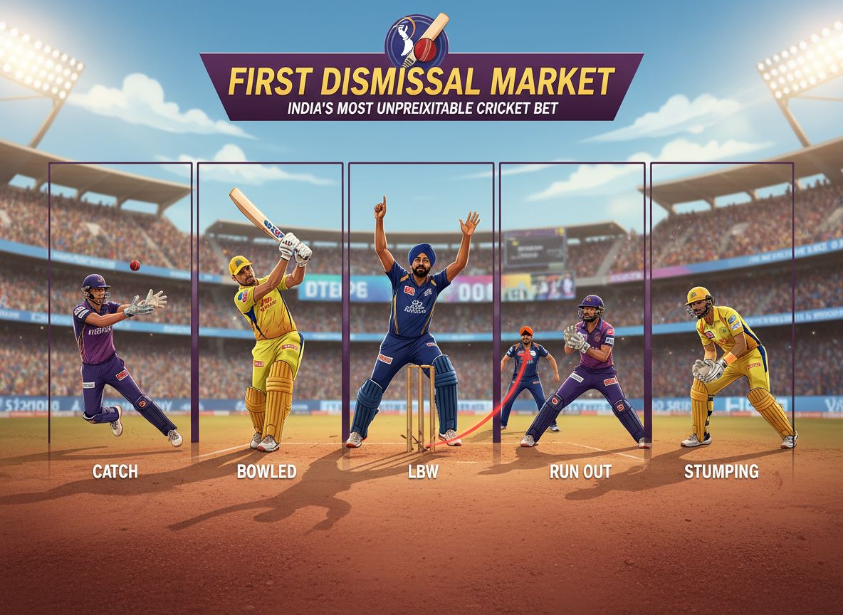 Betting on method of first dismissal cricket India